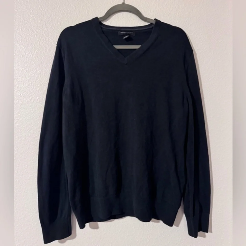 Banana Republic Black SILK COTTON CASHMERE V-NECK SWEATER Size XL Men’s